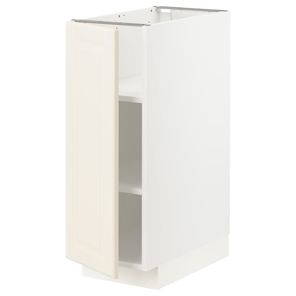 White METOD kitchen cabinet, sleek, beveled edges, adjustable shelves, side door.