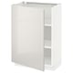 A modern white ikea METOD kitchen cabinet with high gloss finish, square shape, and adjustable shelves.