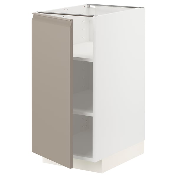 METOD kitchen base cabinet, white, grey-beige door, sleek, modern, adjustable shelves.