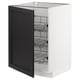 METOD kitchen cabinet, black, modern, 3 wire shelves, pull-out, wooden door.