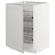 White METOD kitchen cabinet with pull-out wire shelves and hinged door.