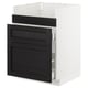 Modern kitchen cabinet, white and black, flat panel design, wooden fronts, three drawers, classic look.