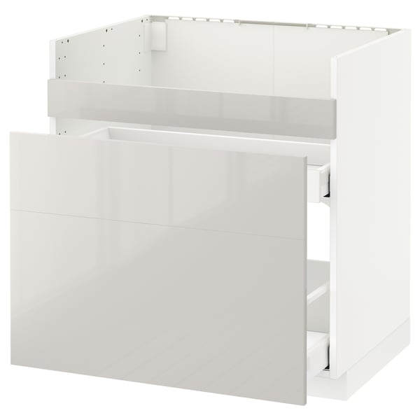White METOD kitchen unit with smooth drawer.