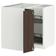 White METOD kitchen cabinet with dark brown door, shelves, sturdy frame.