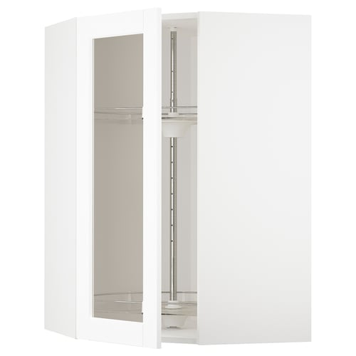 White METOD kitchen cabinet, mirror glass doors, adjustable shelves.