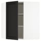 METOD black kitchen cabinet, dark stained, open door, wall-mounted, rectangular.