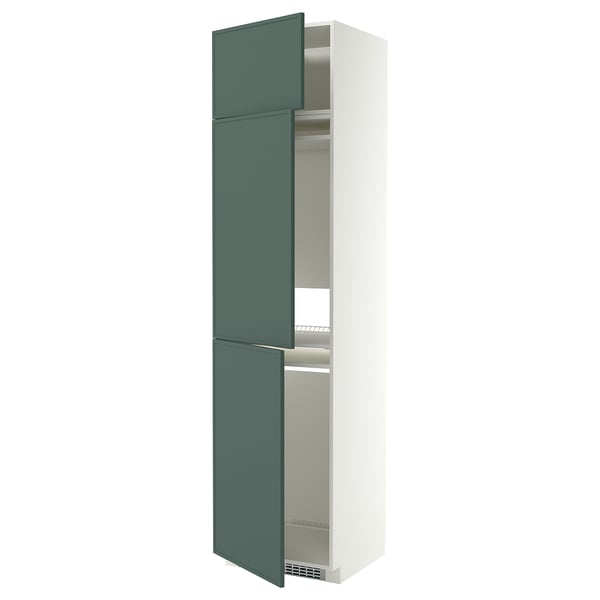 METOD High cab f fridge/freezer w 3 doors, white/Aspudden dark grey-green, 60x60x240 cm