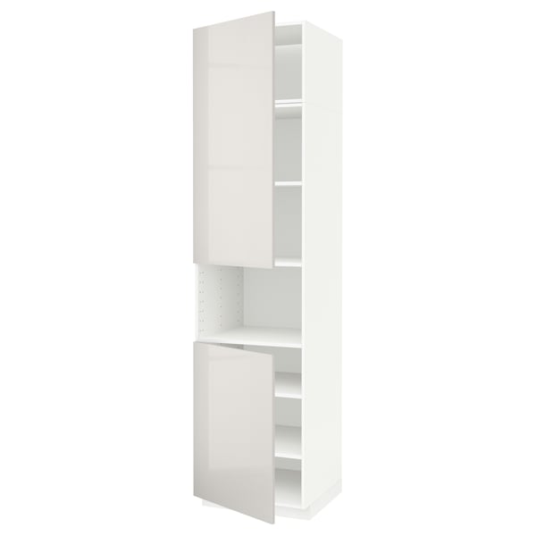 METOD white cabinet, sleek modern design, glossy finish, rectangular shape, with adjustable shelves.
