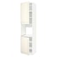 METOD kitchen unit in off-white, two adjustable shelves in a tall, rectangular shape with beveled edges and nickel-plated hinges.