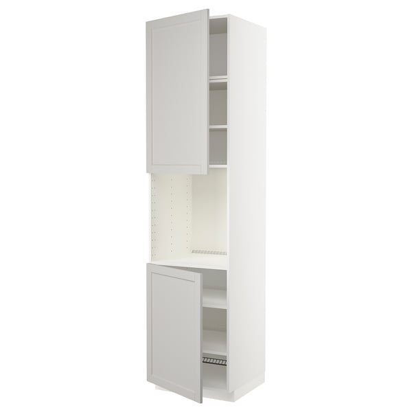 White METOD kitchen cabinet in classic design, adjustable shelves, hinged door, and ventilated shelf.