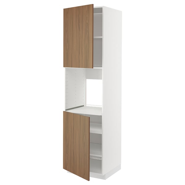 METOD kitchen cabinet: white with wooden doors, square shape, modern design.