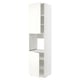 White METOD kitchen cabinet, tall and rectangular with open doors, sleek modern design.
