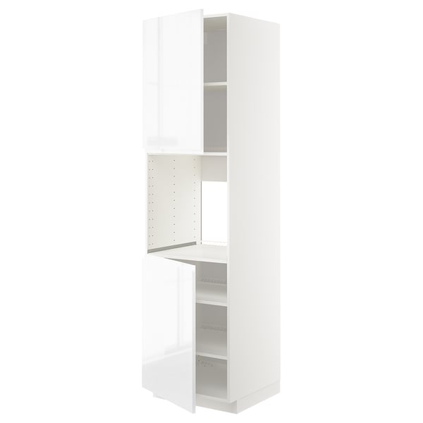 White high gloss METOD kitchen cabinet with adjustable shelves and integrated handles.