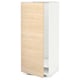 White and light wood cabinet, modern design, square shape, with adjustable shelf.