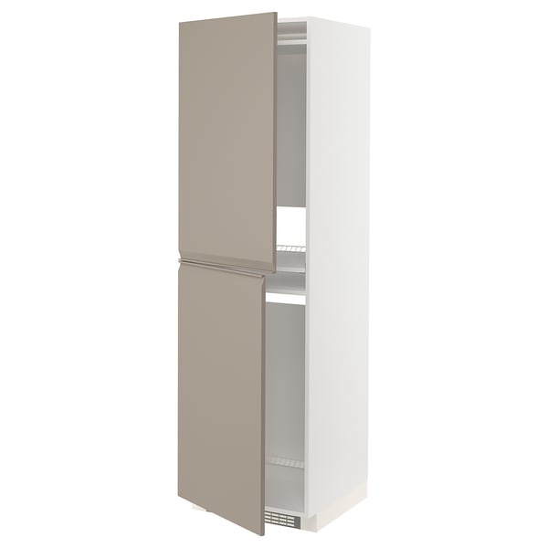 White METOD tall storage cabinet with beige doors, modern design.