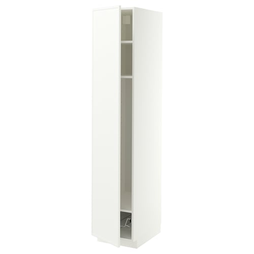 METOD High cabinet w shelves/wire basket, white/Aspudden matt white, 40x60x200 cm