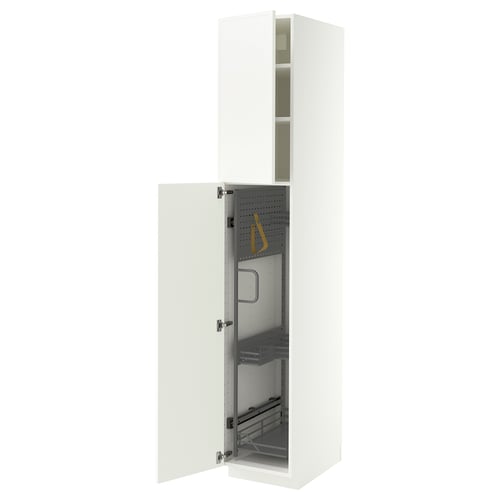 METOD High cabinet with cleaning interior, white/Aspudden matt white, 40x60x220 cm