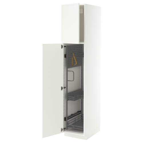 METOD High cabinet with cleaning interior, white/Aspudden matt white, 40x60x200 cm