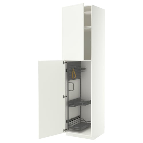 METOD High cabinet with cleaning interior, white/Aspudden matt white, 60x60x240 cm