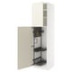 METOD off-white kitchen cabinet, open with shelves and organizer.