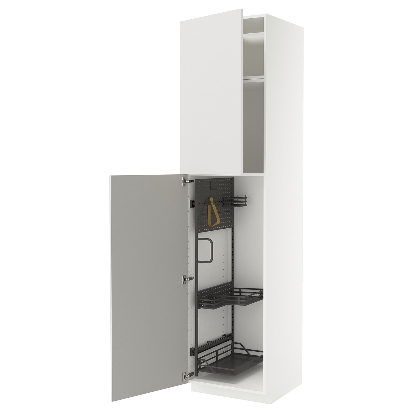 METOD high cabinet with cleaning interior, white/Ringhult light grey ...