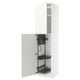 METOD white kitchen cabinet with pull-out organisers and adjustable shelves.