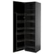 An open black modern kitchen cabinet from the METOD system with multiple pull-out metal racks.