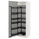 A white METOD kitchen cabinet with black pull-out shelves. It has a sleek, modern design.