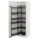 White METOD kitchen cabinet with black pull-out shelves.
