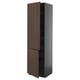 METOD tall kitchen cabinet, dark brown wood, sleek modern design, adjustable shelves.