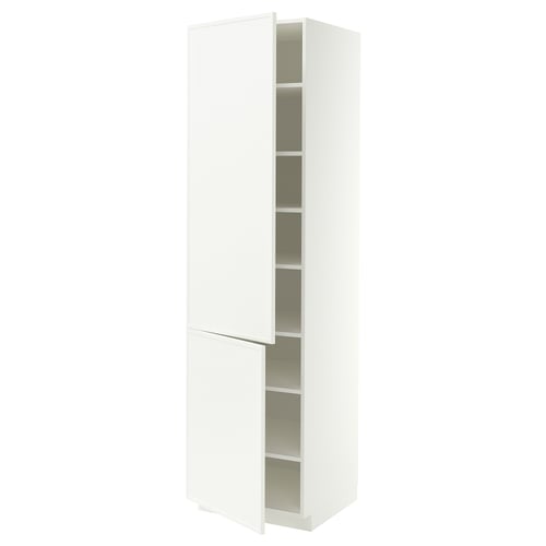 METOD High cabinet with shelves/2 doors, white/Aspudden matt white, 60x60x220 cm