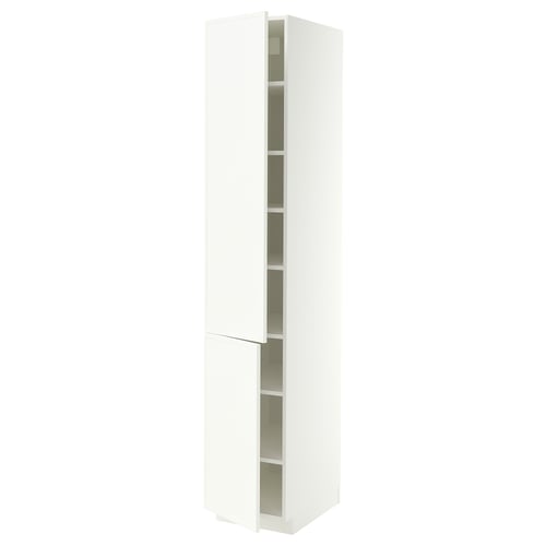 METOD High cabinet with shelves/2 doors, white/Aspudden matt white, 40x60x220 cm