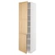 METOD kitchen cabinet, white & oak, tall, two doors, adjustable shelves, modern classic design.