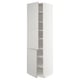 White METOD kitchen cabinet with adjustable shelves and beveled edges.