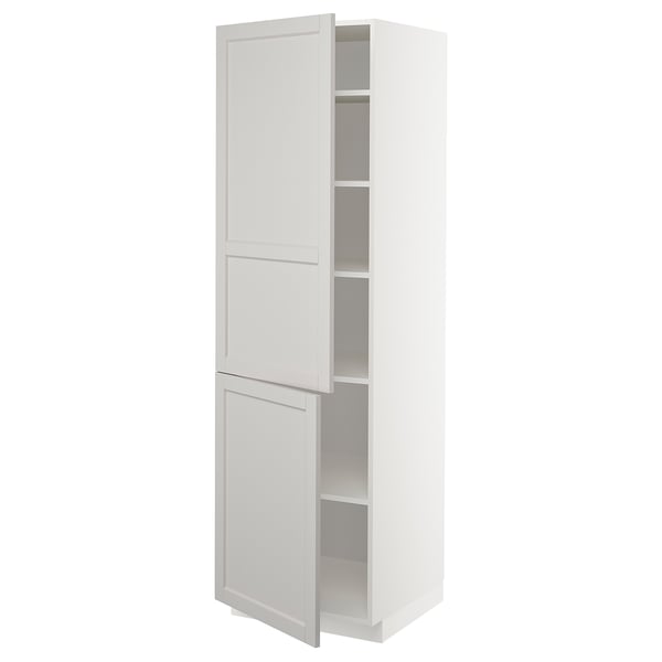 White METOD kitchen cabinet with two adjustable shelves, bevelled edges.