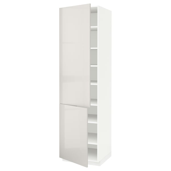 White METOD kitchen cabinet, glossy, 2 doors, adjustable shelves.