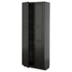 Black METOD cabinet, sleek design with beveled edges, tall and rectangular, and adjustable shelves.