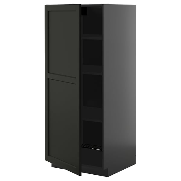 Dark green, tall cabinet with two doors and three shelves, modern design.