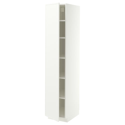 METOD High cabinet with shelves, white/Aspudden matt white, 40x60x200 cm