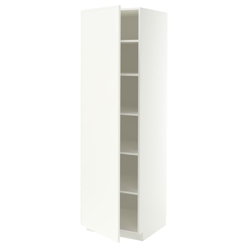 METOD High cabinet with shelves, white/Aspudden matt white, 60x60x200 cm