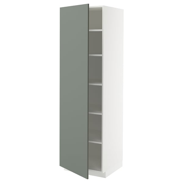 METOD tall white cabinet with teal door, adjustable shelves.