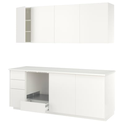 METOD Kitchen, white/Veddinge white, 230x60x227 cm