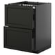 Black METOD kitchen unit with two beveled drawer fronts, sleek design, sturdy frame.
