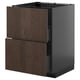 Dark brown METOD cabinet with pull-out drawers and sleek design.