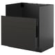 Ikea METOD black kitchen cabinet with drawers and open top shelf.