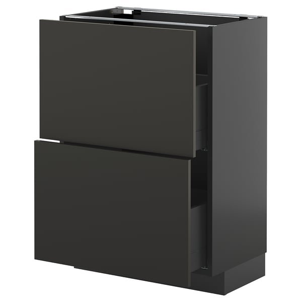 METOD kitchen unit in dark grey with sleek drawers, modern design.
