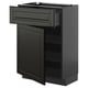 METOD kitchen unit: black, modern, foil-covered particleboard, boxy, sleek design with open section, pull-out drawer.