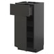 Modern black kitchen cabinet with smooth drawer, adjustable shelves, and sleek design.