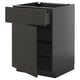 METOD kitchen unit in sleek black with single drawer, two shelves, durable particleboard construction.