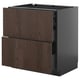 Modern dark brown wood kitchen cabinet with two drawers, sleek design, sturdy and smooth-running drawers.